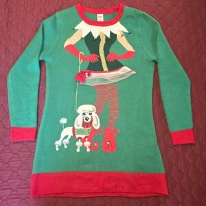Ugly Christmas‎ Sweater Tunic Holiday Time Size Small Poodle